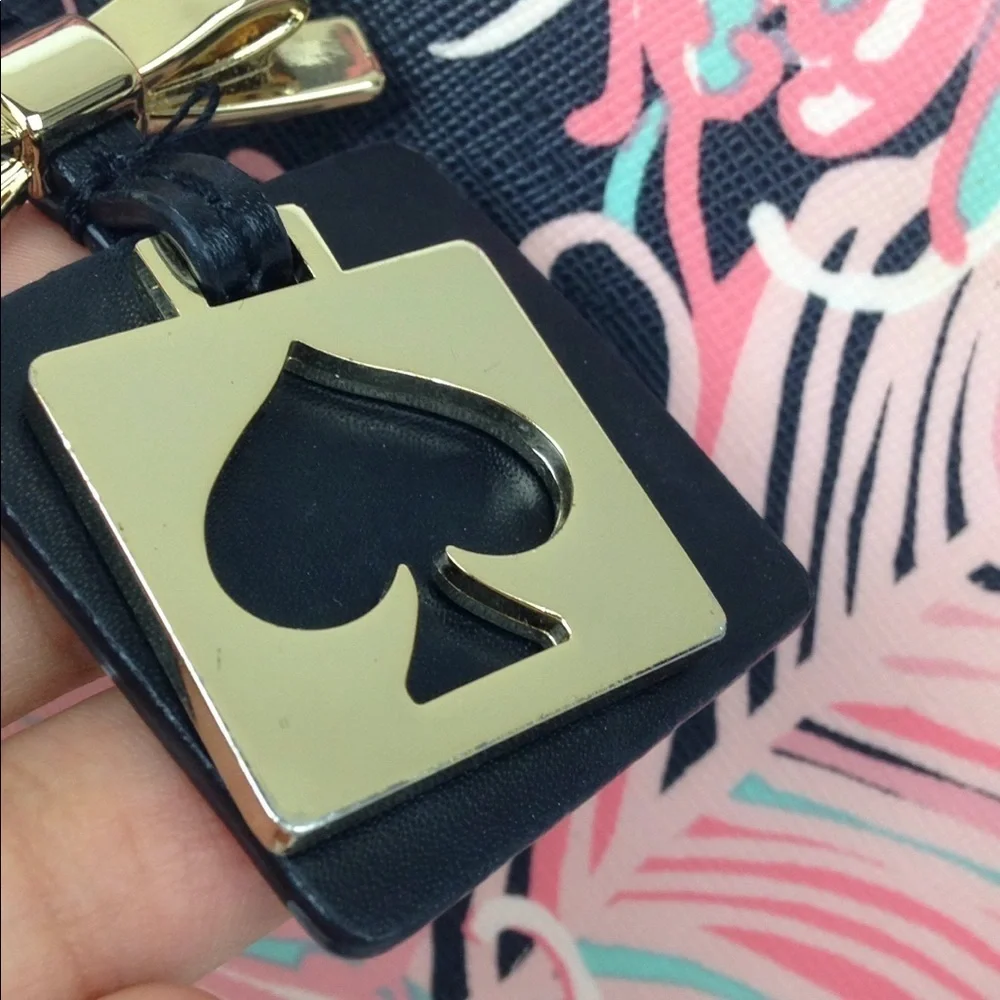 Kate Spade Hanna Pink & Navy Blue Feather Purse